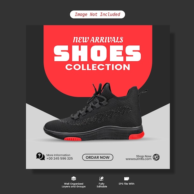 Produit de marque de chaussures de mode sportives modèle de post de bannière sur les médias sociaux
