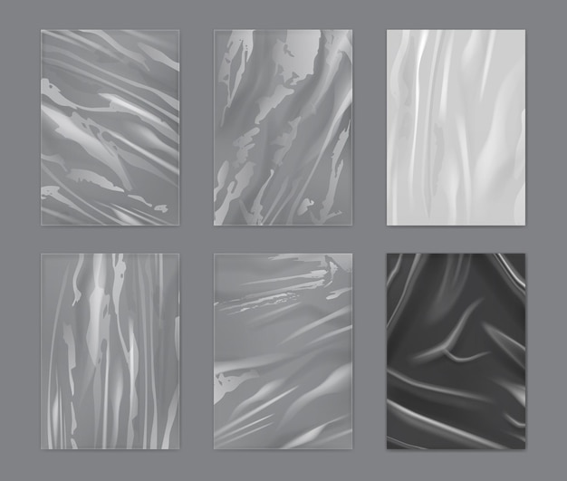 Produit en ruban plastique Cellophane modèles réalistes feuilles de plastique textures images vectorielles décentes