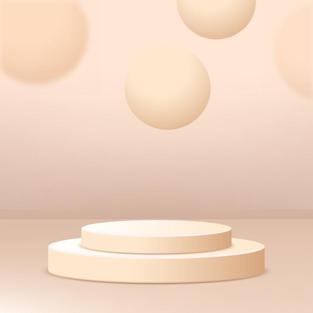 Les produits affichent une scène de podium en arrière-plan 3d avec une plate-forme géométrique en forme de couleur crème. Illustration vectorielle