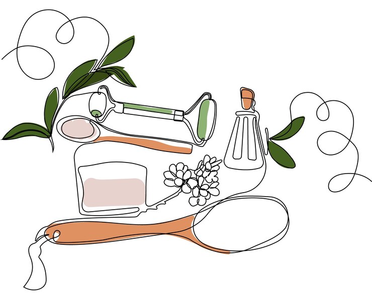 Vecteur produits biologiques pour le frottement et les soins de la peau du corps avec des produits naturels à base de plantes pour les soins de peau