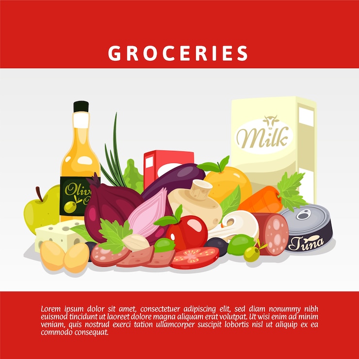 Vecteur produits d'épicerie