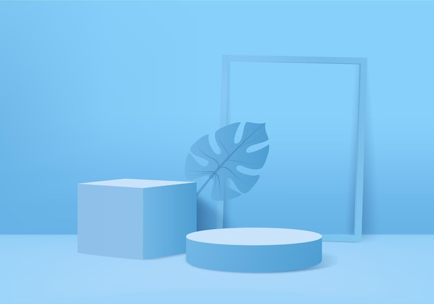 Les produits de fond 3D affichent une scène de podium avec un fond de feuille