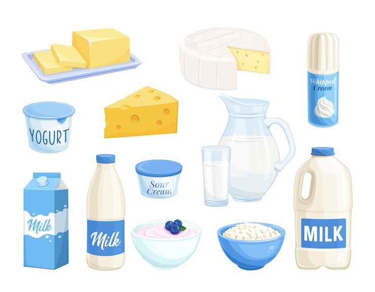 Vecteur produits laitiers belle illustration