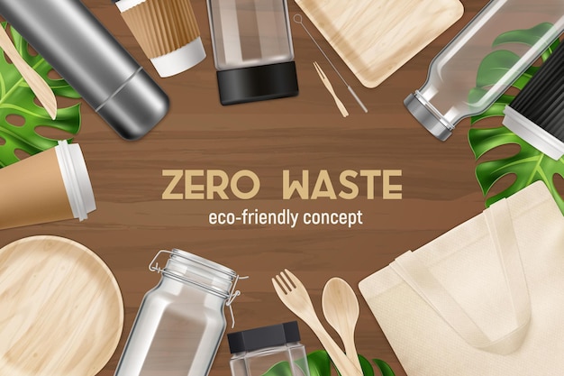 Produits Réutilisés Recyclés Zéro Déchet Vue De Dessus Réaliste Et écologique