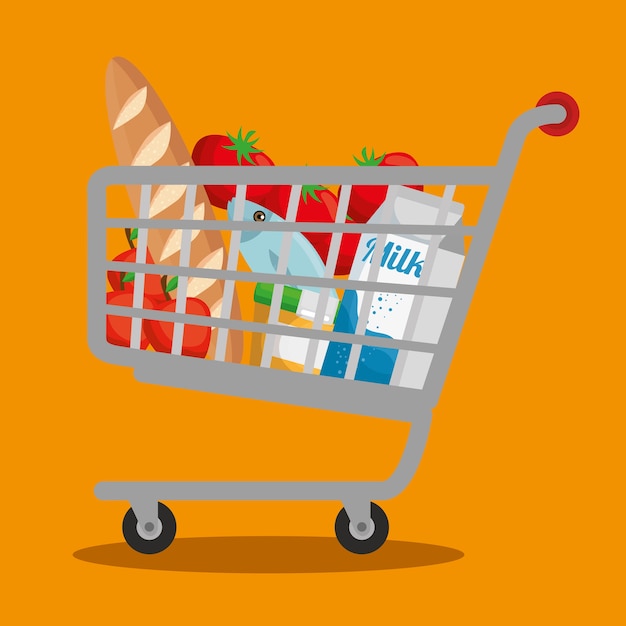 produits de supermarché dans votre panier