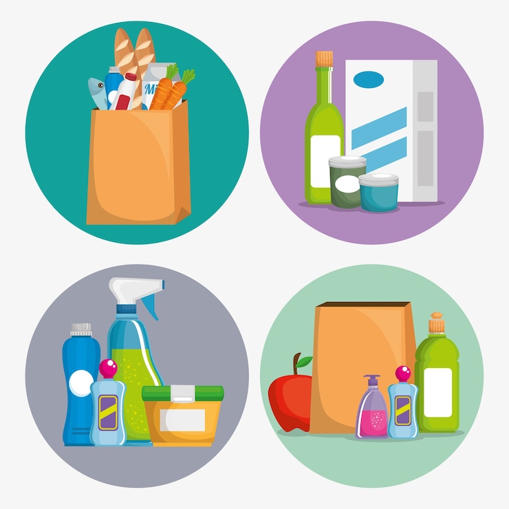 Vecteur produits de supermarché avec offre spéciale