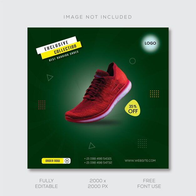 Les produits de vente de chaussures affichent le modèle de conception de publication sur les médias sociaux