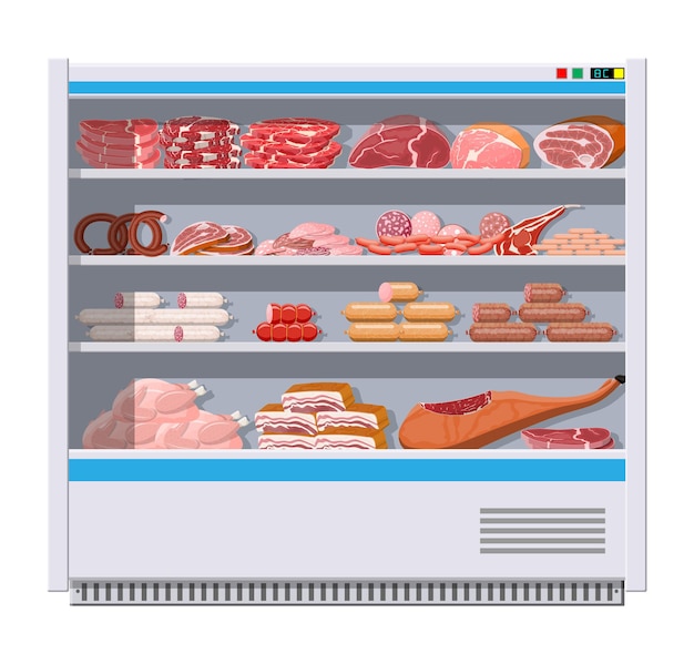 Produits De Viande Dans Un Réfrigérateur De Supermarché