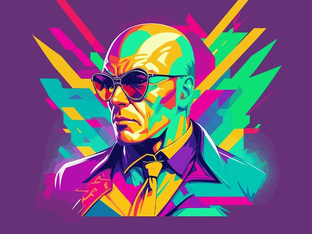 Vecteur le professeur x des x-men dans un style vintage rétro art vectoriel coloré très détaillé