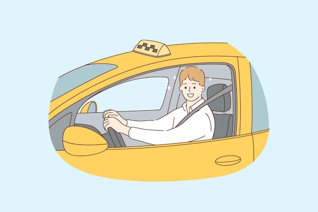 Profession de chauffeur de taxi pendant le concept de travail