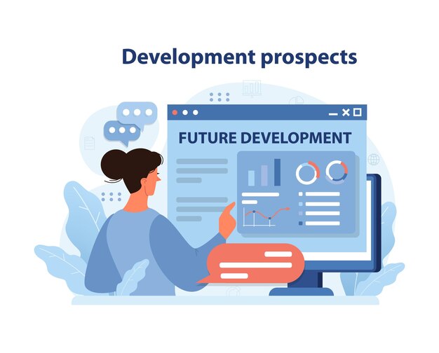 Professionnel axé sur l'analyse des perspectives de développement futur avec des diagrammes basés sur des données pour guider la carrière