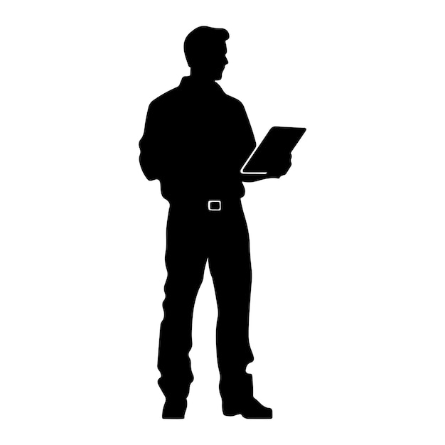 Vecteur professionnel avec une silhouette de clipboard sur un fond blanc