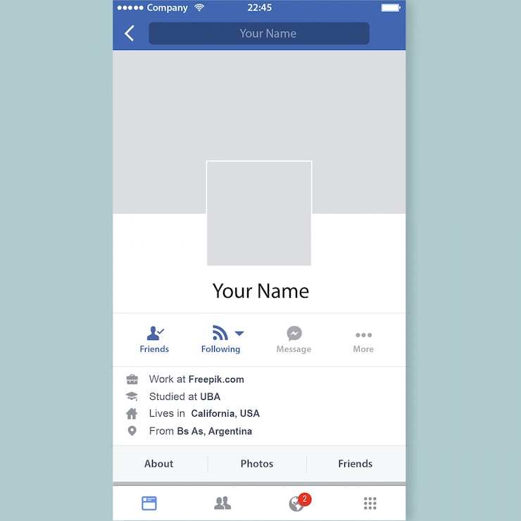 Vecteur profil facebook