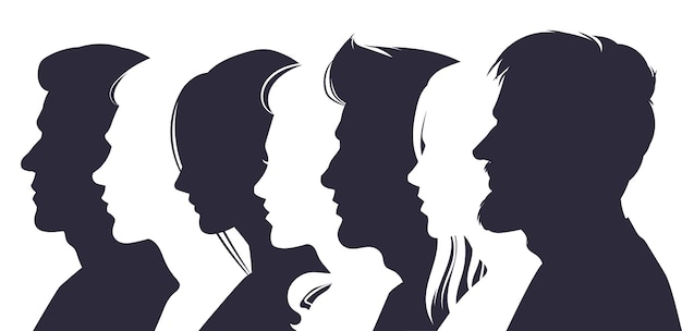 Le Profil Masculin Et Féminin Fait Face à Des Silhouettes