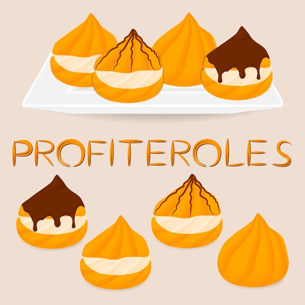 Vecteur profiterole de gâteau feuilleté dessert maison