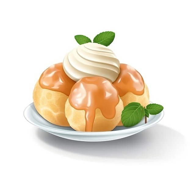 Profiterole Vectoriel 3d Sur Fond Blanc