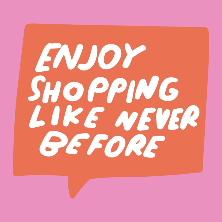 Vecteur profitez de faire du shopping comme jamais auparavant phrase d'affaires conception de lettrage d'écriture manuscrite sur fond rose
