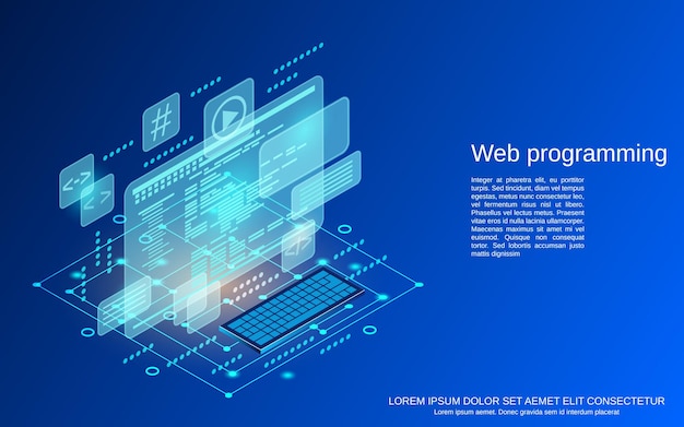 Programmation Web Illustration De Concept De Vecteur Isométrique 3d Plat