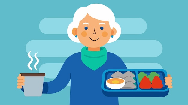 Vecteur un programme d'aide aux repas pour les personnes âgées fournissant des repas surgelés prêts à manger qui peuvent être