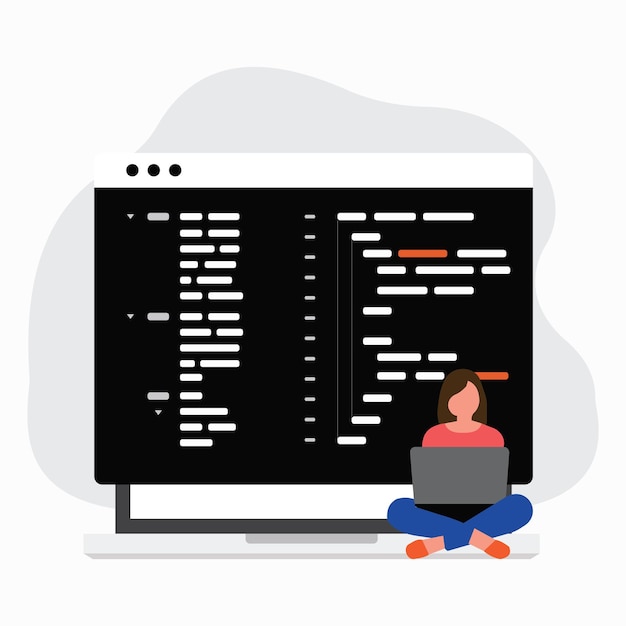 Programmers coding and create a projects Backend and Frontend Developer Stock illustration