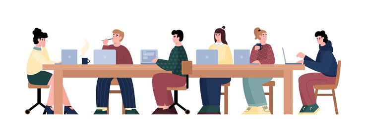 Les programmeurs et développeurs de hackathon équipent l'illustration vectorielle de dessin animé isolée