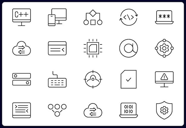 Programming and coding icon set Contains such Icons as code api programmer developer information