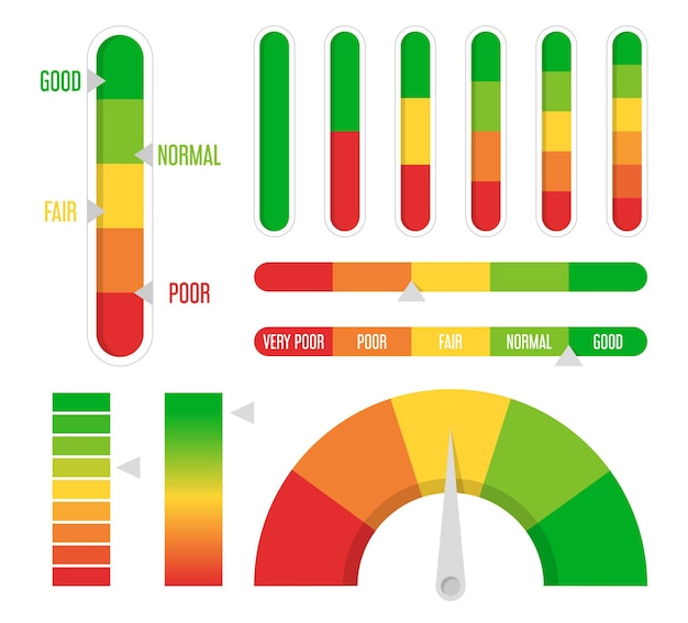 Vecteur progression de la couleur, ensemble d'indicateurs de niveau