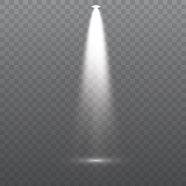 Vecteur un projecteur blanc brille sur la scène de la scène podium effet de lumière flash d'une lampe ou d'un projecteur