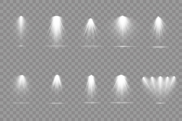Le projecteur brille sur la scène. effet de lumière flash à objectif exclusif.