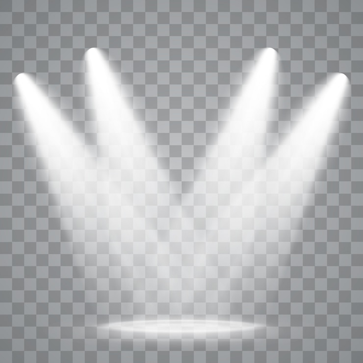 Vecteur projecteur isolé. effet de lumière rougeoyante de vecteur avec des rayons