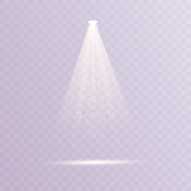 Projecteur Lueur De Lumière Blanche Brillante. Effet De Lumière Rougeoyante De Vecteur Avec Des Rayons. Png