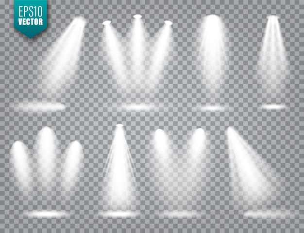 Projecteur vectoriel ensemble de faisceau lumineux lumineux transparent éclairage de scène à effet réaliste