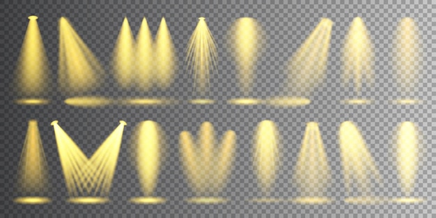 Projecteur vectoriel lumineux de Noël lumineux faisceau de lumière lumineux transparent effet réaliste éclairage de scène