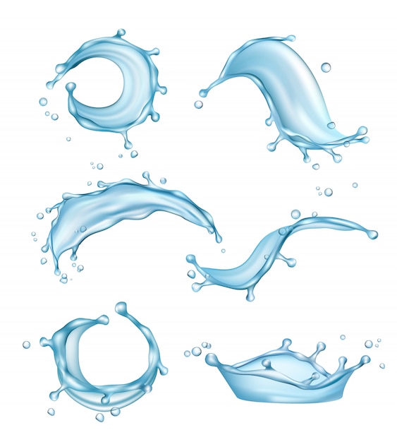 Des projections d'eau. Modèle réaliste de gouttes de liquide transparent nature arrosage vecteur