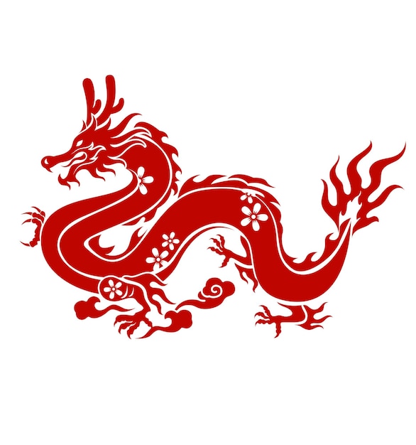 Vecteur projet de dragon traditionnel plat