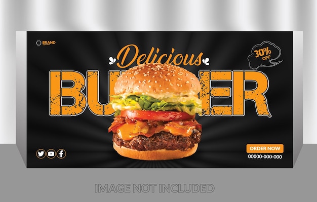 Vecteur projet de modèle de bannière de panneau d'affichage d'un menu de hamburgers et de nourriture délicieux