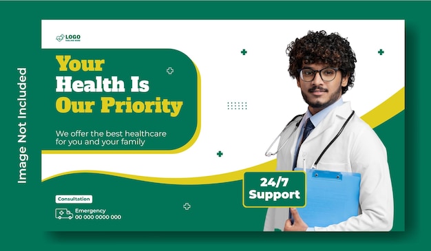 Projet de modèle de bannière web de promotion d'annonces de services médicaux