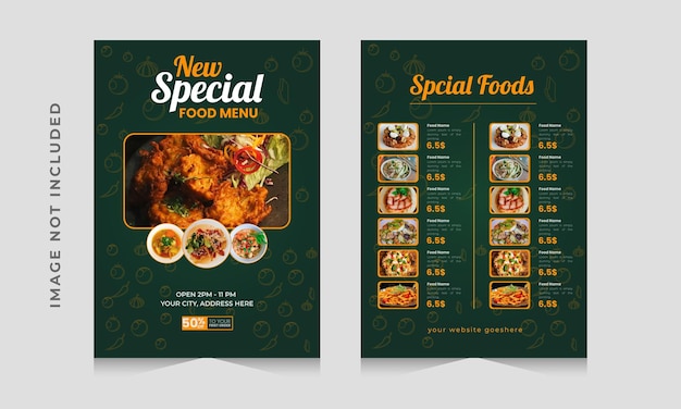 Projet de modèle de carte de menu de restaurant vectoriel