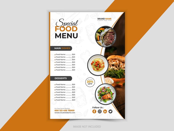 Vecteur projet de modèle de menu de restauration