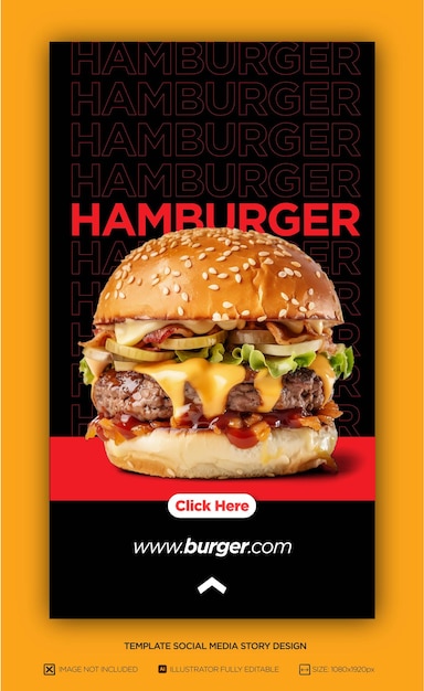 Vecteur promo sur les réseaux sociaux story burger restaurant