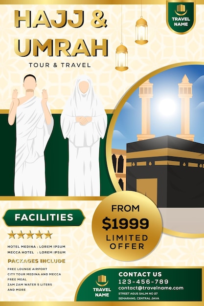 Promotion De Bannière Verticale De Voyage Hajj Et Umrah