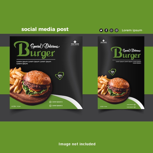 Promotion De Burger Sur Les Réseaux Sociaux Et Conception De Bannière De Forme Verte
