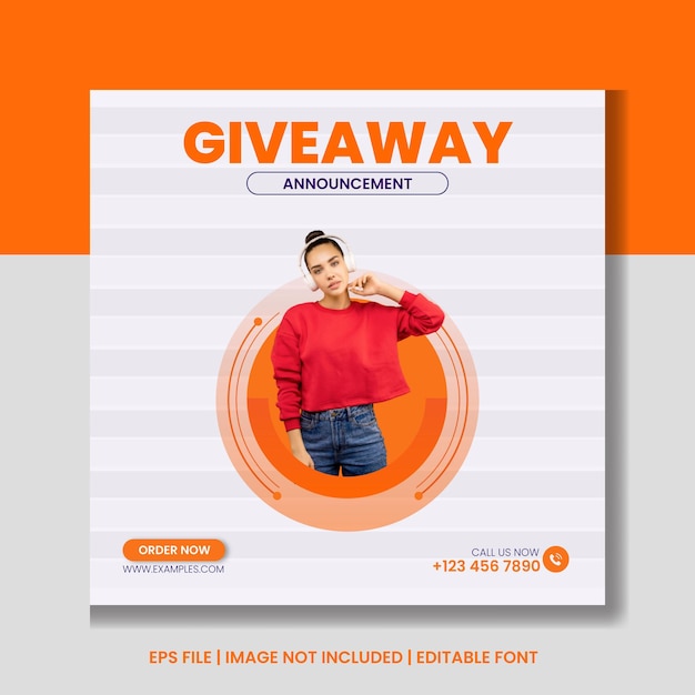 Promotion cadeau pour Instagram et modèle de publication sur les réseaux sociaux