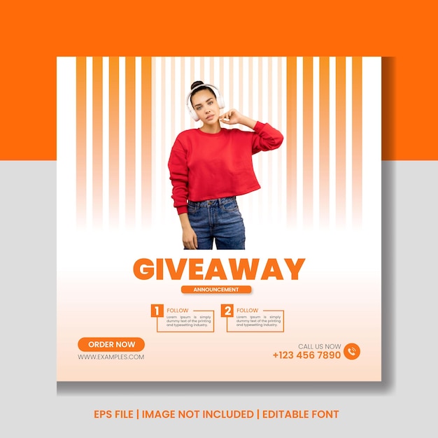 Promotion cadeau pour Instagram et modèle de publication sur les réseaux sociaux