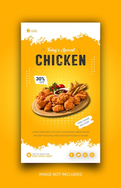 Promotion Du Poulet Frit Et Restaurant Facebook Ou Modèle D'histoire De Médias Sociaux