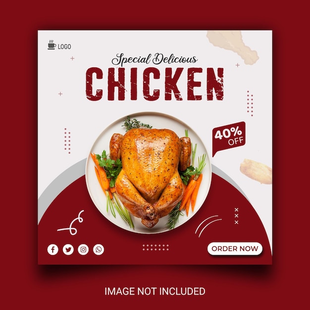 Vecteur promotion du poulet frit et restaurant facebook ou modèle de publication sur les réseaux sociaux