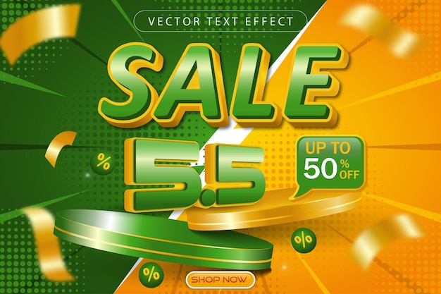 Promotion d'effet de texte modifiable de vente avec 55 vecteurs 3D et podium
