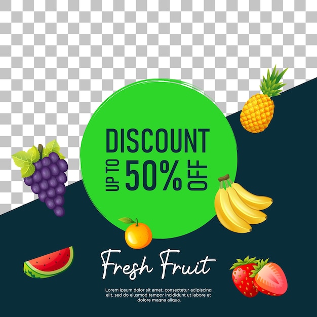 Vecteur promotion de fruits frais sur les réseaux sociaux avec une photo