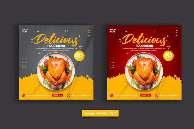 Promotion des médias sociaux alimentaires et conception de publication de bannière modèle de publication sur les médias sociaux pour la nourriture