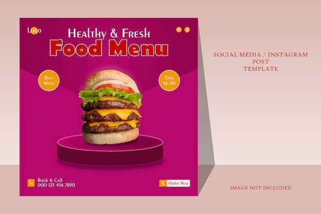 Promotion Des Médias Sociaux Alimentaires Et Modèle De Publication De Bannière Instagram